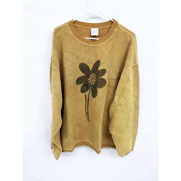 Maze GoldCrewneck Sweatshirt Big Flower  Print Size L - Picture 1 of 6